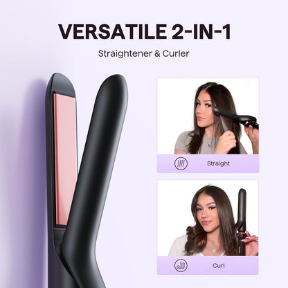 3 in 1 Curling Wand Set, Multi Curl, Curling Iron Set with Heated round Brush, Flat Iron Hair Straightener, 1 1/4 Inch Curling Iron, Dual Voltage Hair Curler