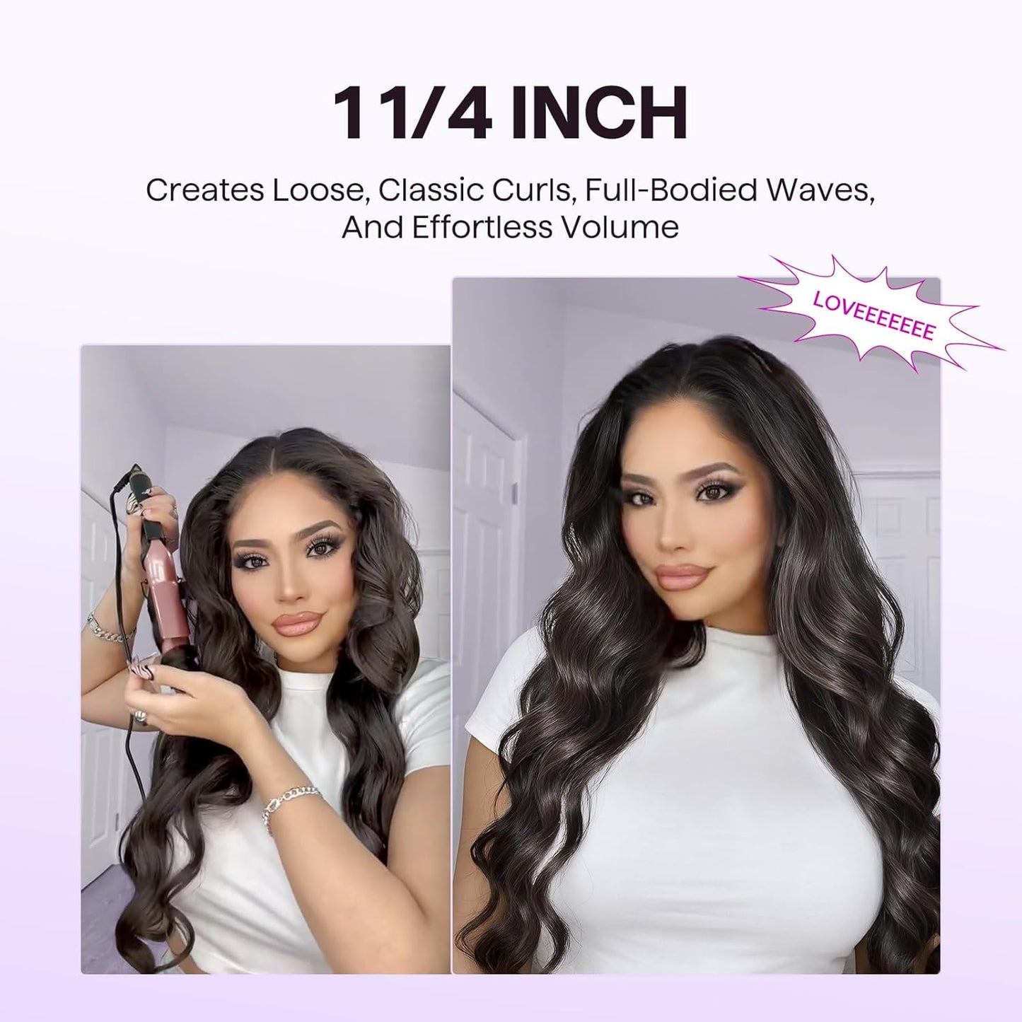 3 in 1 Curling Wand Set, Multi Curl, Curling Iron Set with Heated round Brush, Flat Iron Hair Straightener, 1 1/4 Inch Curling Iron, Dual Voltage Hair Curler