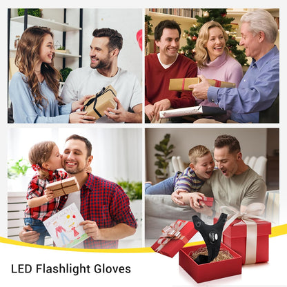 LED Flashlight Gloves, Gifts for Him Men Boyfriend Husband, Mens Gifts for Fathers Day Christmas Birthday, Cool Gadgets Tools for Fishing, Repairing, Camping, 1 Pair Black | Cool Gadget Hands-Free Finger Lights for Camping Fishing Repairing, Stocking Stuffer Christmas Birthday Gift, Black